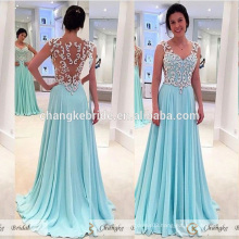 Elegant Mother of Bride Dresses Mint Green Chiffon Lace Pattern See Through Long Party Evening Gown